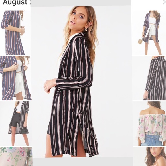 Striped open-front blazer - Picture 3 of 4